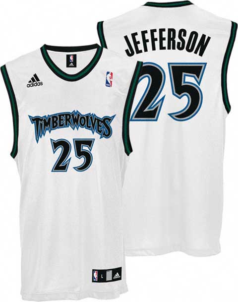 Timberwolves 25 Al Jefferson White Jerseys