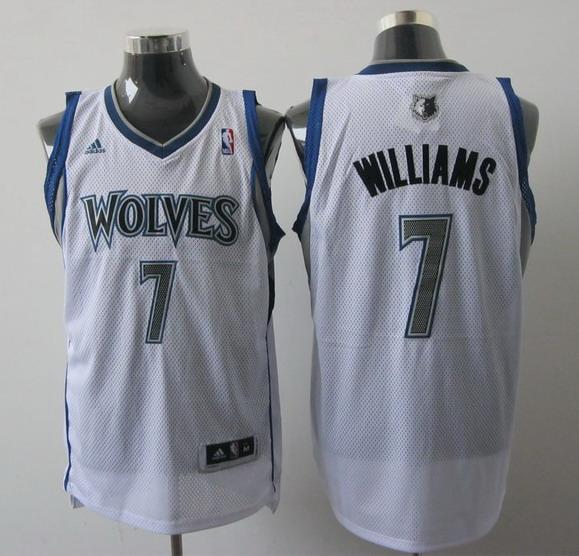 Timberwolves 7 Williams White Jerseys