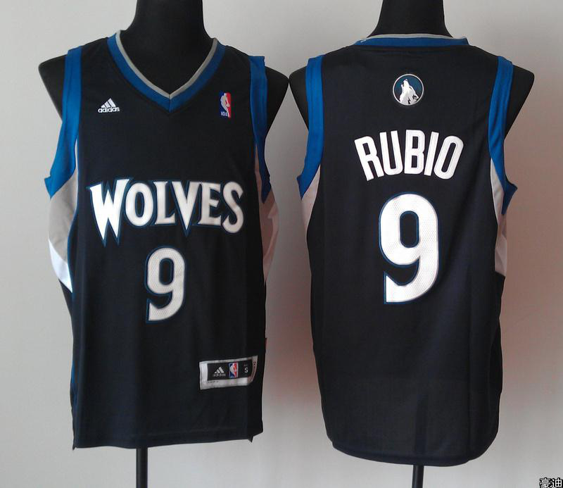 Timberwolves 9 Rubio Black New Jerseys - Click Image to Close