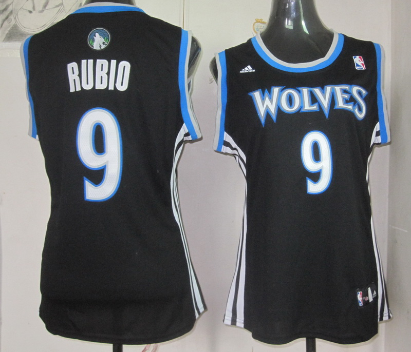 Timberwolves 9 Rubio Black Women Jersey