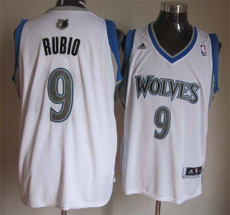 Timberwolves 9 Rubio White Jerseys