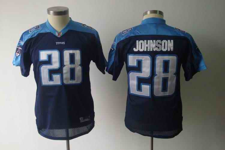 Titans 28 Johnson dark blue kids Jerseys