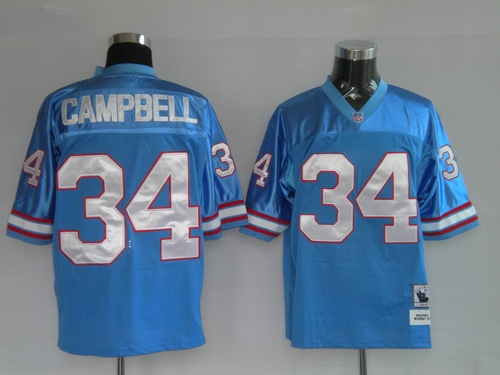 Titans 34 Earl Campbell blue Throwback Jerseys