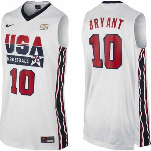 USA 10 Bryant 1992 Throwback White Jerseys