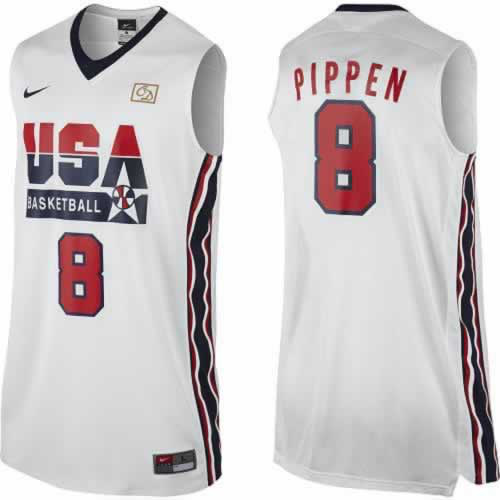 USA 8 Pippen 1992 Throwback White Jerseys