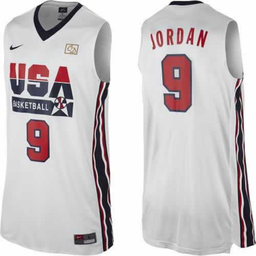 USA 9 Jordan 1992 Throwback White Jerseys