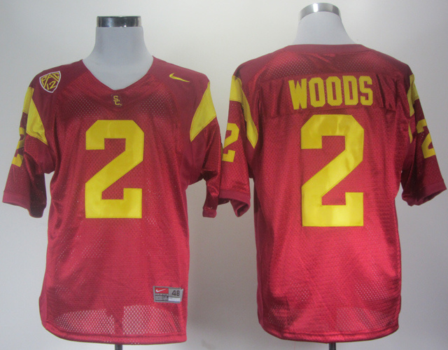 USC Trojans 2 Woods Red Pac-12 Patch Jerseys - Click Image to Close