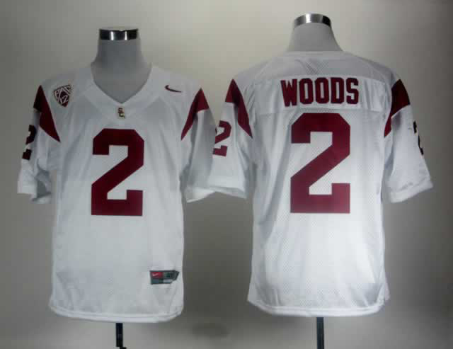 USC Trojans 2 Woods White Pac-12 Patch Jerseys - Click Image to Close