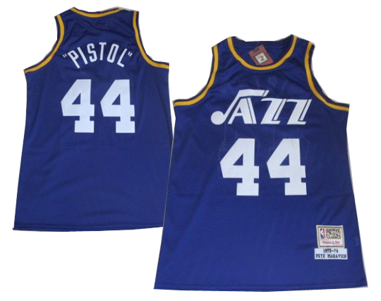 Utah Jazz 44 PISTOL purple Throwback Jerseys