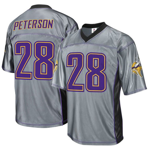 Vikings 28 Peterson Grey Jersey