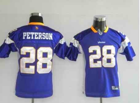 Vikings 28 Peterson purple kids Jerseys
