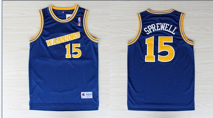 Warriors 15 Sprewell Blue Mesh Jerseys