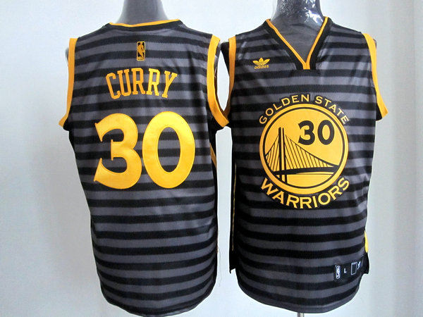 Warriors 30 Curry Black Gride Grey Jerseys