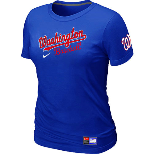 Washington Nationals Blue Nike Women's Short Sleeve Practice T-Shirt