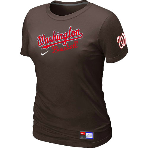 Washington Nationals Brown Nike Women's Short Sleeve Practice T-Shirt