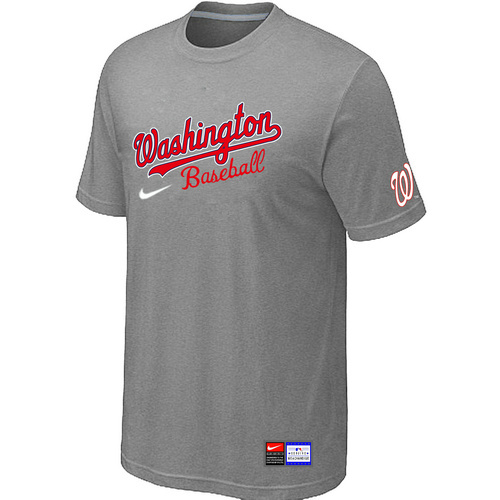 Washington Nationals L.Grey Nike Short Sleeve Practice T-Shirt - Click Image to Close