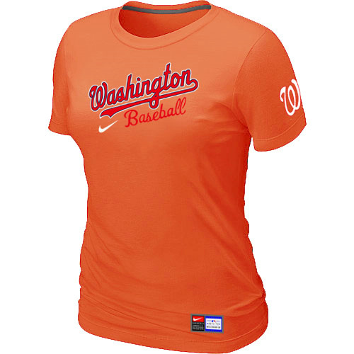 Washington Nationals Orange Nike Women's Short Sleeve Practice T-Shirt