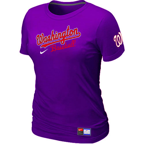 Washington Nationals Purple Nike Women's Short Sleeve Practice T-Shirt
