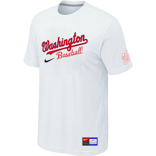 Washington Nationals White Nike Short Sleeve Practice T-Shirt