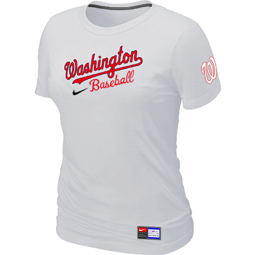 Washington Nationals White Nike Women's Short Sleeve Practice T-Shirt