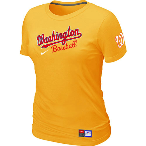 Washington Nationals Yellow Nike Women's Short Sleeve Practice T-Shirt