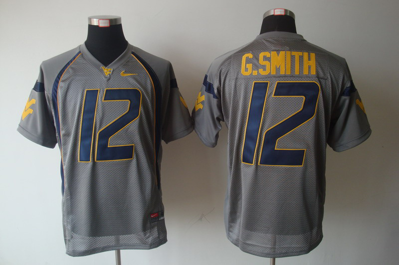 West Virginia Mountaineers 12 G.Smith Grey Jerseys - Click Image to Close