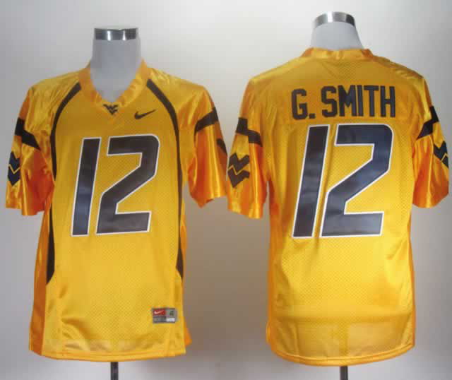 West Virginia Mountaineers 12 G.Smith Yellow Jerseys