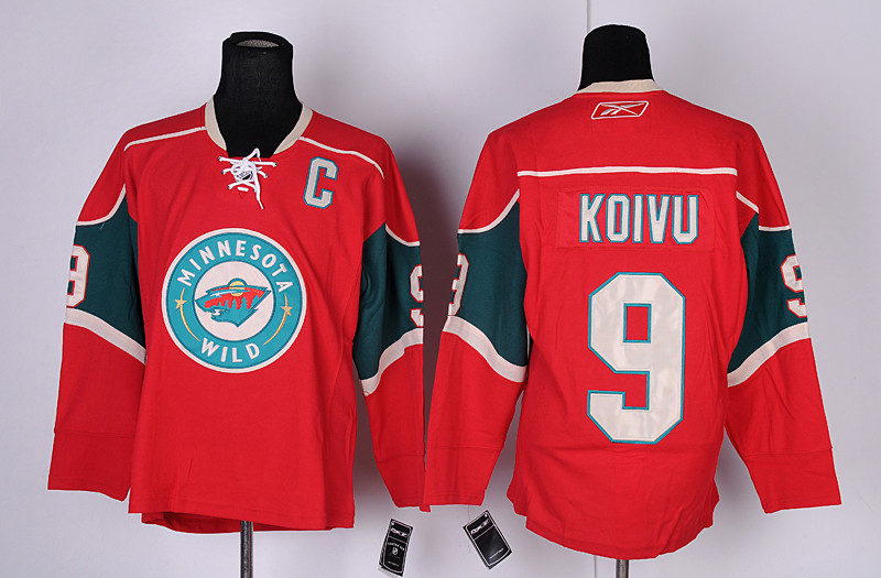 Wild 9 Koivu Red C Patch Jerseys - Click Image to Close