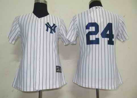 Yankees 24 Robinson Cano white black strip women Jersey - Click Image to Close