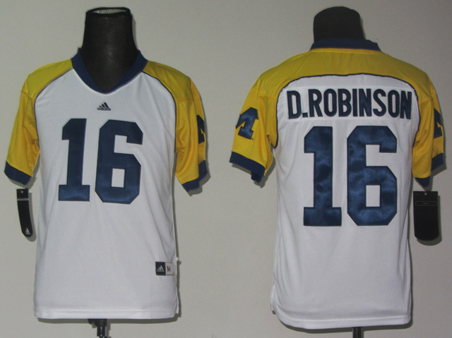 Youth Michigan Wolverines 16 D.Robinson White Jerseys
