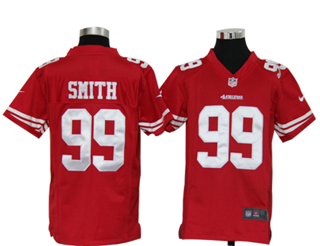 Youth Nike 49ERS SMITH 99 red Jerseys - Click Image to Close