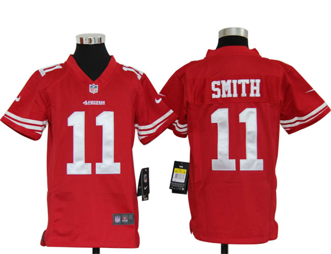 Youth Nike 49ers 11 SMITH red Game Jerseys