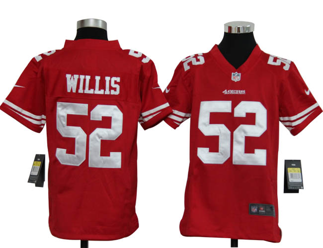 Youth Nike 49ers 52 WILLIS red Jerseys