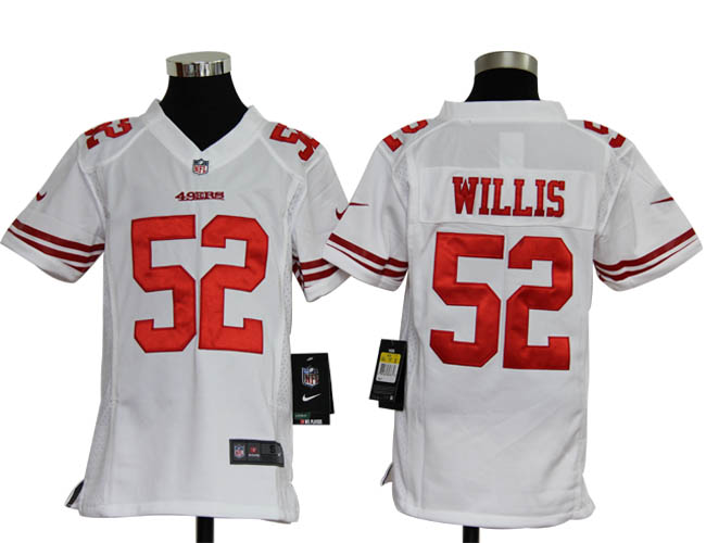 Youth Nike 49ers 52 WILLIS white Jerseys