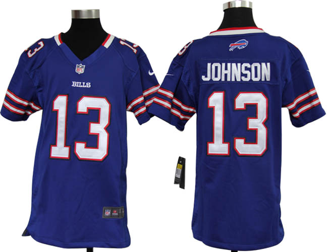 Youth Nike Bills 13 Johnson blue jerseys - Click Image to Close