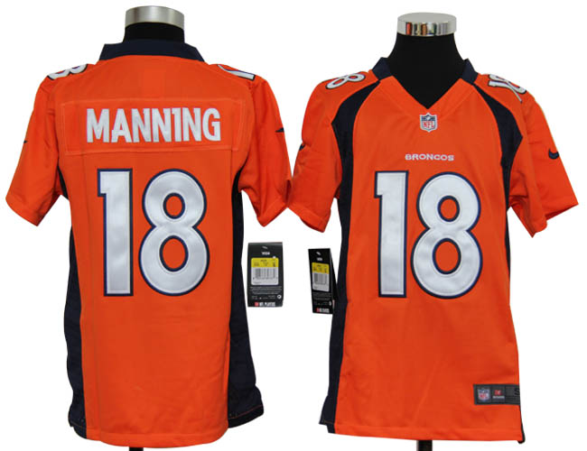Youth Nike Broncos 18 manning orange jerseys