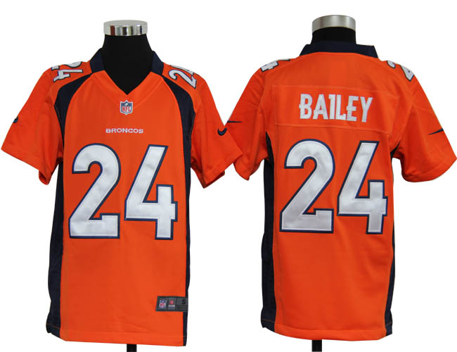 Youth Nike Broncos 24 Bailey orange Game Jersey