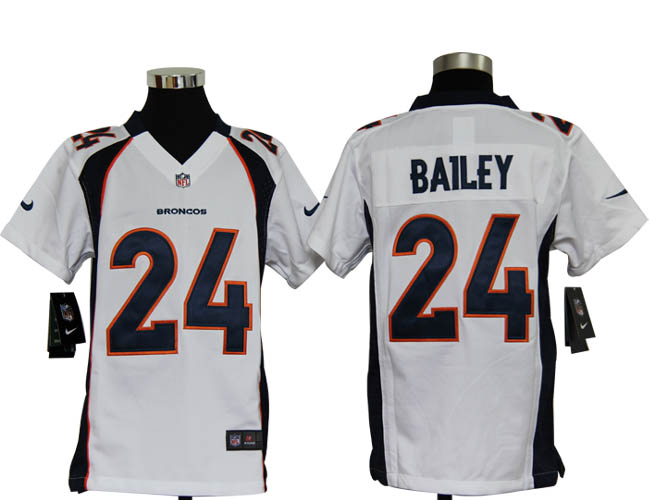 Youth Nike Broncos 24 Bailey white jerseys