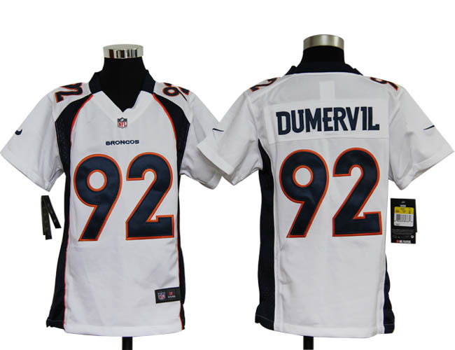 Youth Nike Broncos 92 Dumervil white jerseys