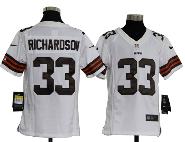 Youth Nike Browns RICHARDSON 33 White Jerseys - Click Image to Close