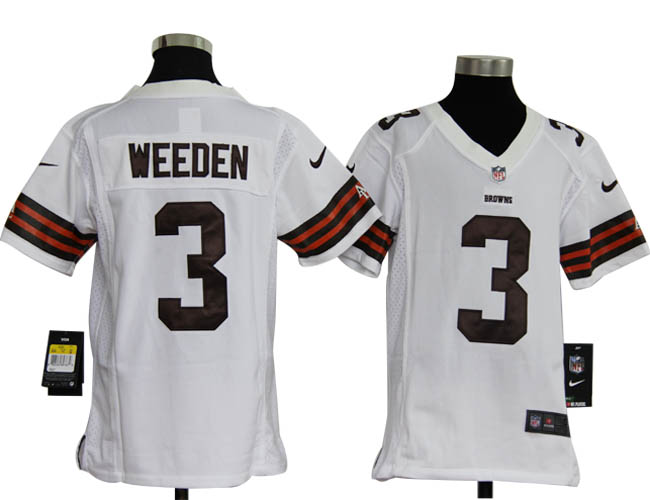 Youth Nike Browns WEEDEN 3 White Jerseys