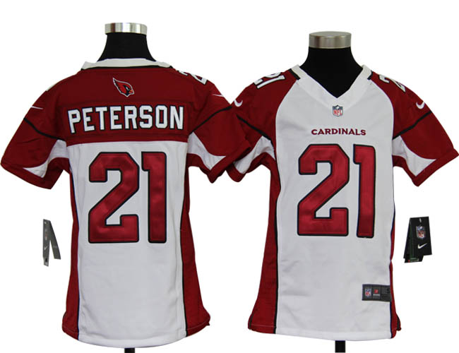 Youth Nike Cardinals PETERSON 21 White Jerseys