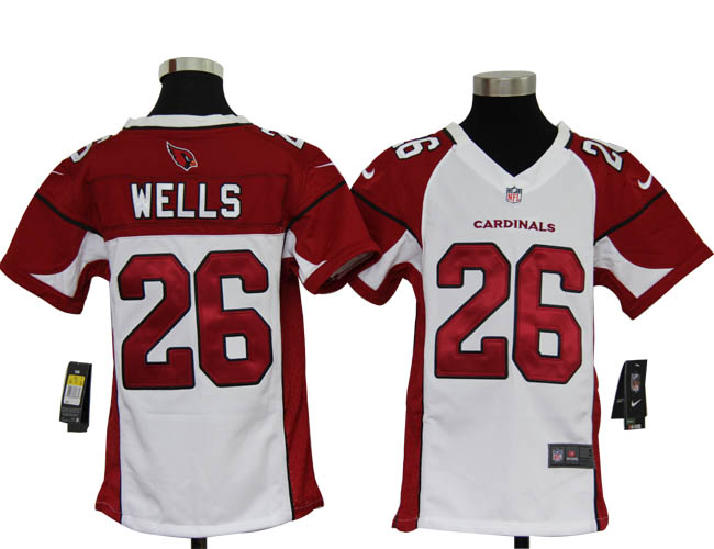 Youth Nike Cardinals WELLS 26 White Jerseys
