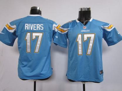 Youth Nike Chargers 17 Rivers lt Blue Game Jerseys