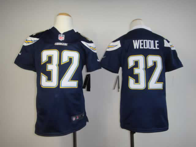 Youth Nike Chargers 32 Weddle Dark Blue Game Jerseys