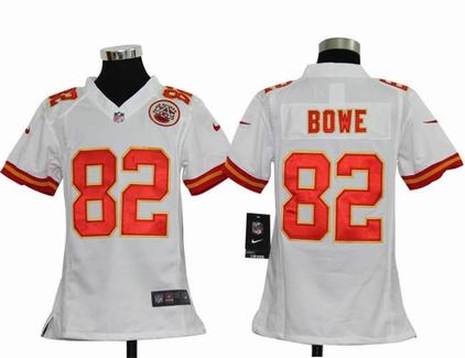 Youth Nike Chiefs 82 Bowe White Game Jerseys