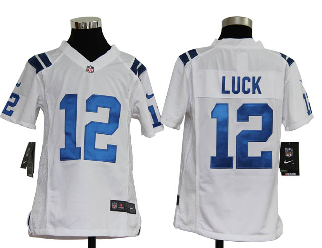 Youth Nike Colts 12 Luck white jerseys