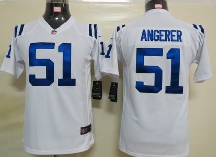 Youth Nike Colts 51 Angerer White Game Jerseys
