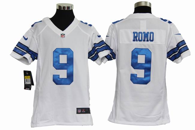 Youth Nike Cowboys 9 Romo White Game Jerseys
