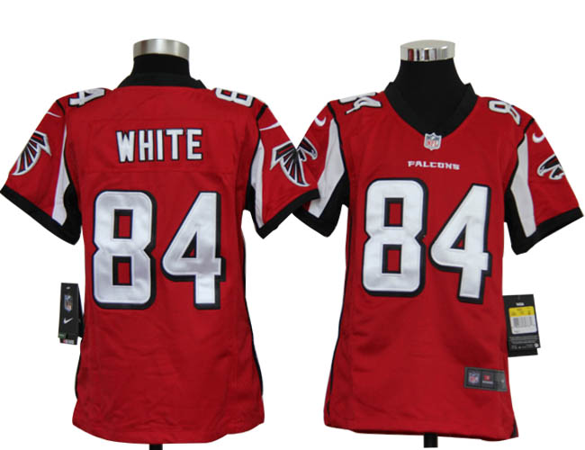 Youth Nike Falcons WHITE 84 red Jerseys